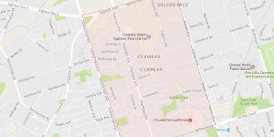 Mapa Clairlea dzielnicy Toronto