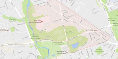 Mapa Góra Dennis dzielnicy Toronto