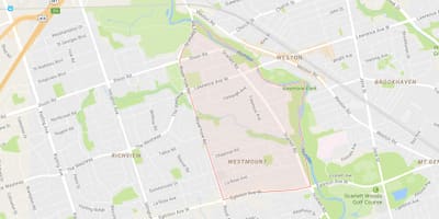Mapa humber do atlantyku wysokości – Уэстмаунт dzielnicy Toronto
