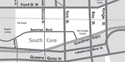 Mapa Południowej jądra Toronto