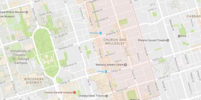 Mapa Kościół i Уэллсли dzielnicy Toronto