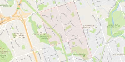 Mapa Księżniczka dzielnicy ogrody Toronto