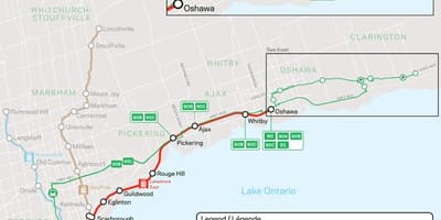 Mapa linii jeziora Tranzyt Wschód
