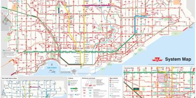Mapa linii autobusowych TTC 