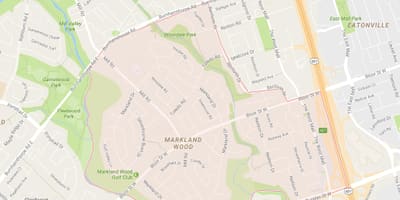Mapa Markland drewna okolicach Toronto