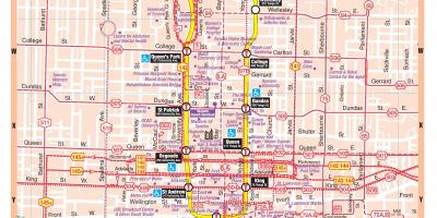 Mapa stacji metra w mieście Toronto