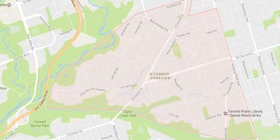 Mapa O ' Connor–Парквью dzielnicy Toronto