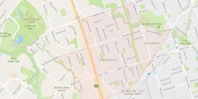 Mapa Eatonville dzielnicy Toronto