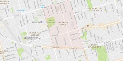 Mapa Дафферин Grove dzielnicy Toronto