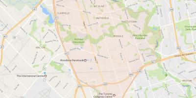 Mapa Рексдэйле dzielnicy Toronto