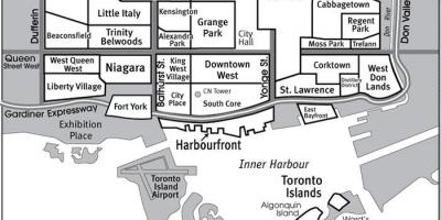 Mapa dzielnicy Południowe rdzeń Toronto