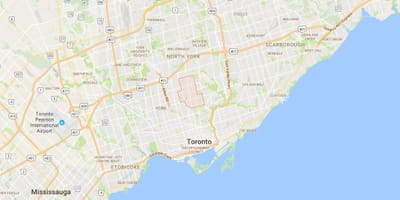 Mapa Północnej dzielnicy Toronto