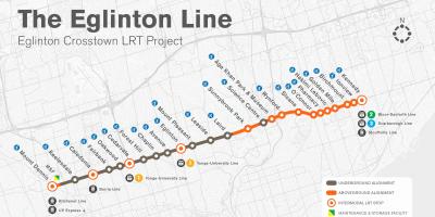 Mapa metra w Toronto projektu Eglinton linii 