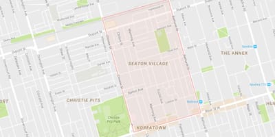 Mapa Seaton wsi dzielnicy Toronto