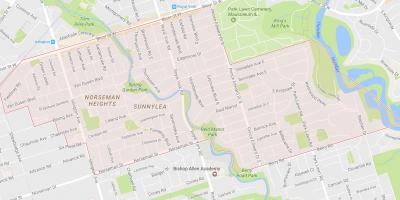 Mapa Sunnylea dzielnicy Toronto