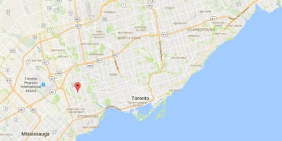 Mapa Thorncrest dzielnicy Toronto