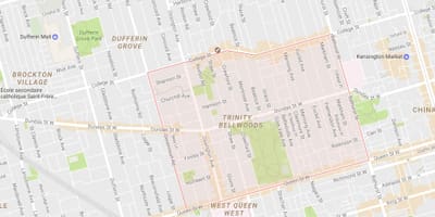 Mapa Trójcy–Bellwoods dzielnicy Toronto