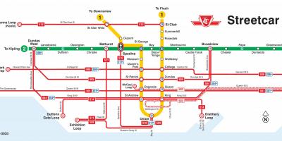 Mapa Toronto tramwaj