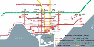 Mapa Toronto tramwaj 