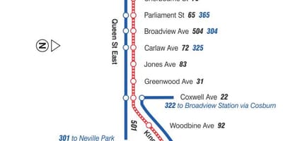 Mapa tramwajową linię 502 downtowner można