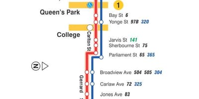 Mapa linii tramwajowej 506 college/Carlton