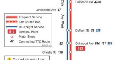 Mapa linii tramwajowych St-512 Claire