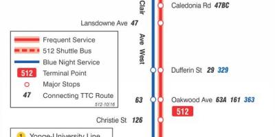 Mapa linii tramwajowych St-512 Claire
