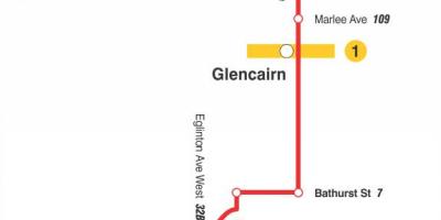 Mapa TTC 14 Гленкейн autobus na trasie Toronto
