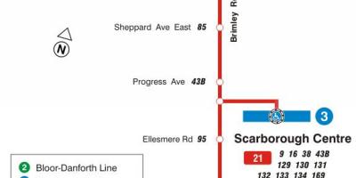 Mapa TTC 21 Бримли autobus na trasie Toronto