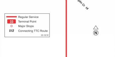Mapa TTC 33 Forest Hill autobusów na trasie Toronto