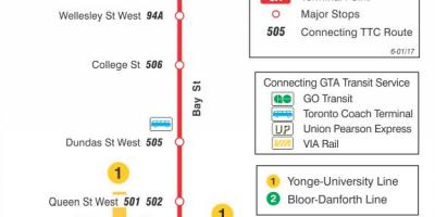 Mapa TTC 6-Bay autobus na trasie Toronto