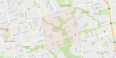 Mapa ulic bayview-Woods – dzielnicy Стилс Toronto