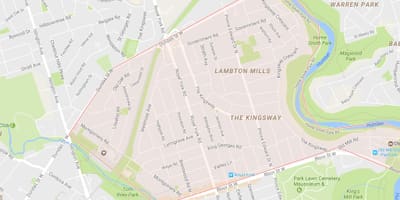 Mapa Кингсвэй dzielnicy Toronto
