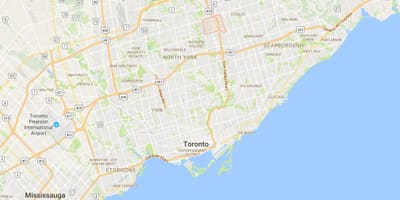 Mapa Hillcrest dzielnicy Toronto