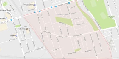 Mapę wieś Carlton dzielnicy Toronto