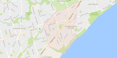 Mapa miejscowości Scarborough dzielnicy Toronto