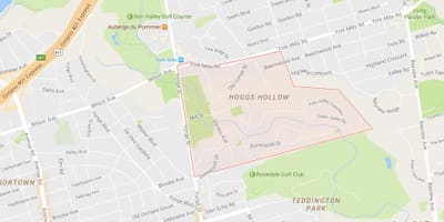 Mapa wodospad хоггс Hollow dzielnicy Toronto