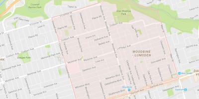 Mapa Woodbine wysokości okolicy Toronto