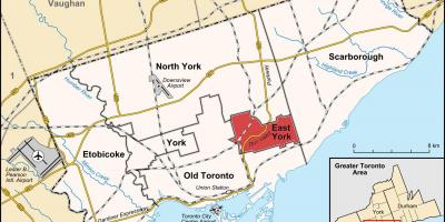 Mapa Wschodnio-York Toronto