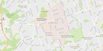 Mapa Golden Mile dzielnicy Toronto