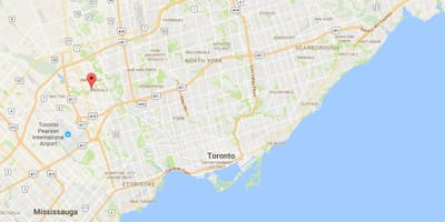 Mapa Zachodniego humber do atlantyku-Clairville dzielnica Toronto
