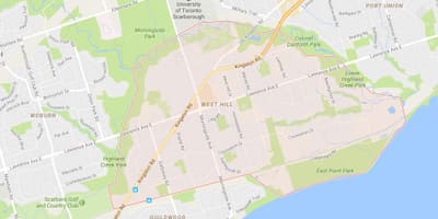 Mapa Zachodniego wzgórza okolicy Toronto