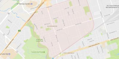 Mapa Алдервуд Парквью dzielnicy Toronto